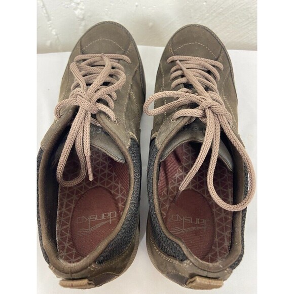 DANSKO WOMENS 38 7.5 BROWN LEATHER LACE UP WATERPROOF SNEAKERS - Picture 3 of 6